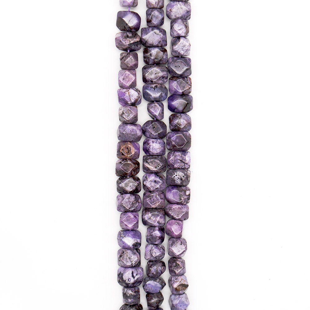 Фото товара аметист облагороженный цвет чароит рондоль грань 14*18 мм