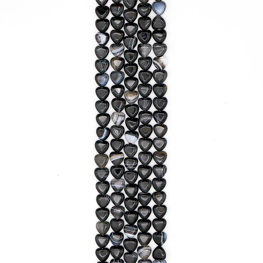 Агат "Сердечки" цвет черный  12*12 мм