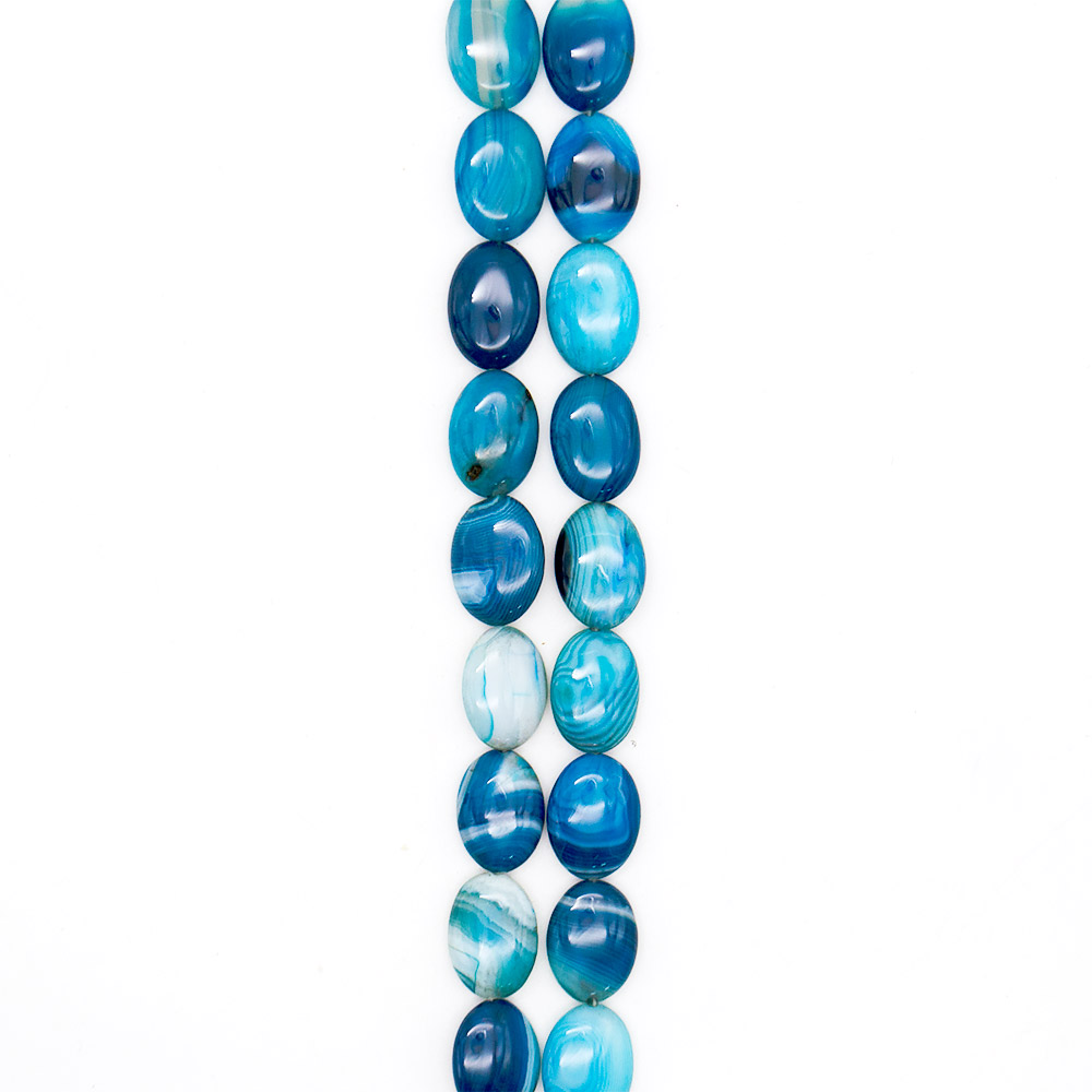 Фото товара агат таблетка цвет синий с белым 25*18 мм