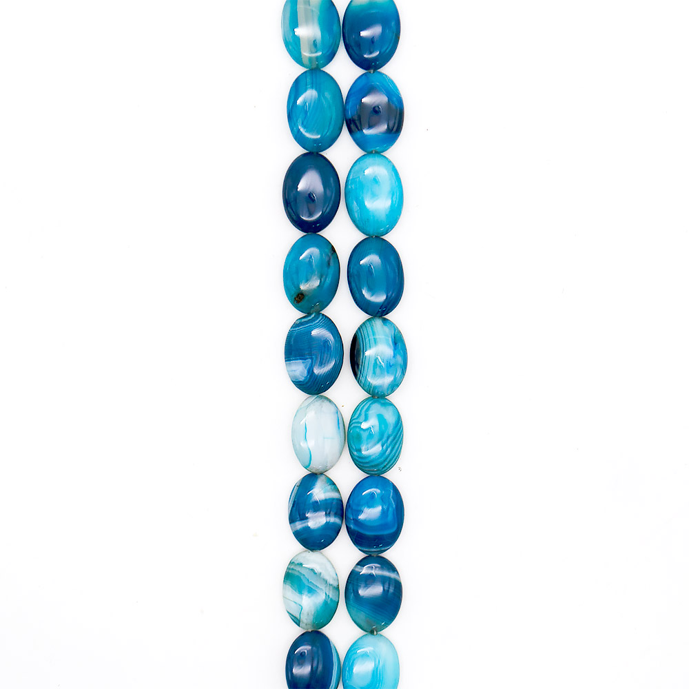 Агат таблетка цвет синий с белым 25*18 мм