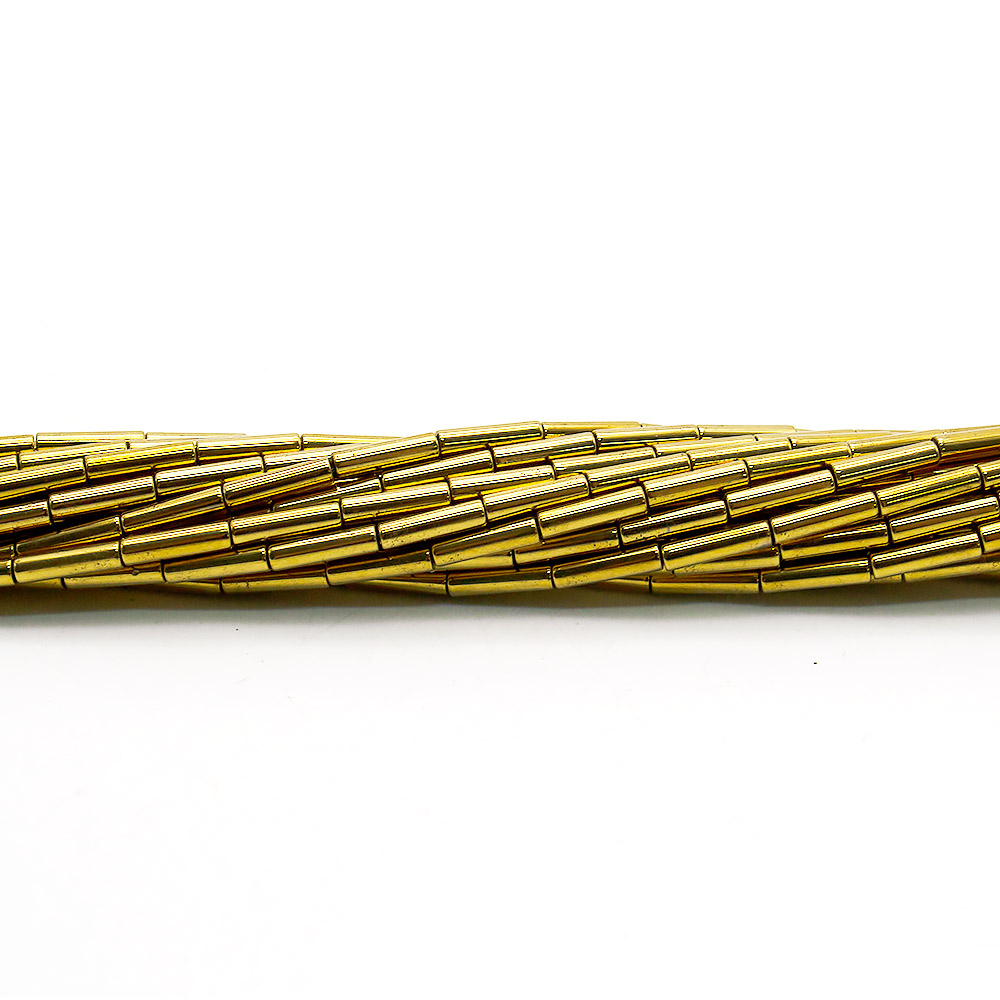 Фото товара гематит с покрытием золото цилиндр 2*9 мм