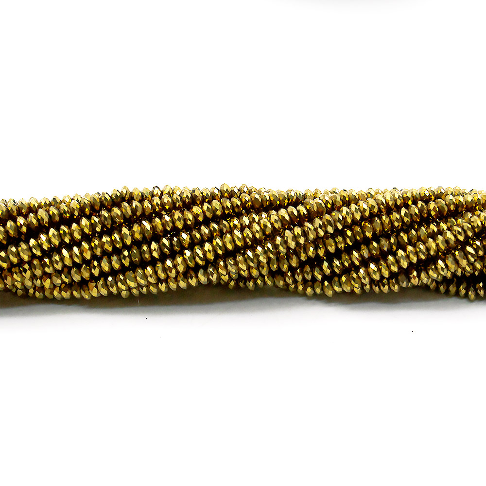 Фото товара гематит с покрытием золото рондоль грань 3*2 мм