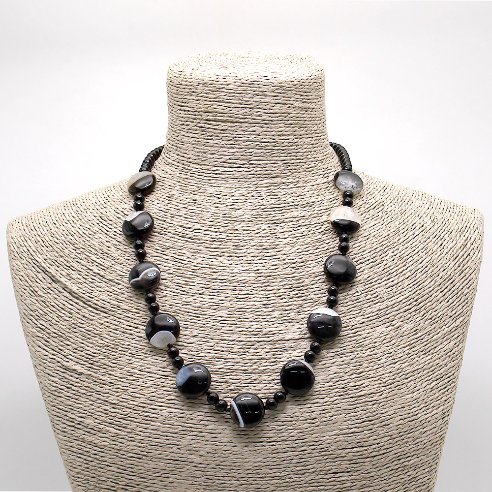 Бусы из агата с кварцем таблетка 18 мм