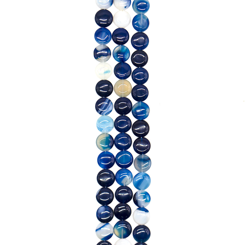 Агат таблетка цвет синий круглая 16 мм