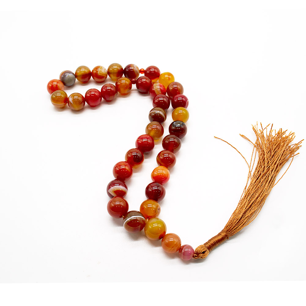 Фото товара четки из агата оранжевого  33 бусины