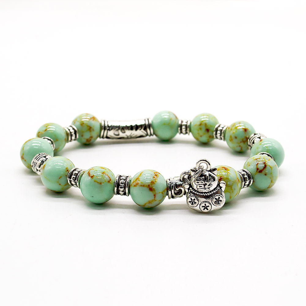 Браслет из говлита цвет мята "Пандора"10 мм