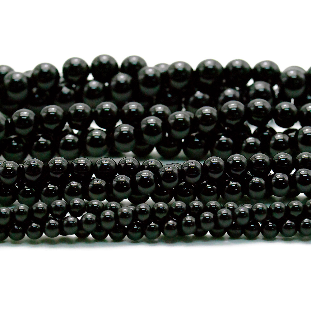 Агат шар цвет черный однотонный  6 мм