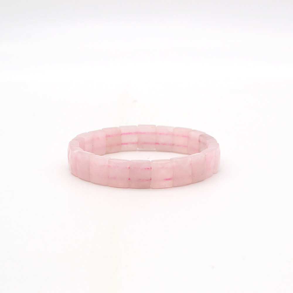 Фото товара браслет из розового кварца сегмент прямоугольный 14*9 мм грань