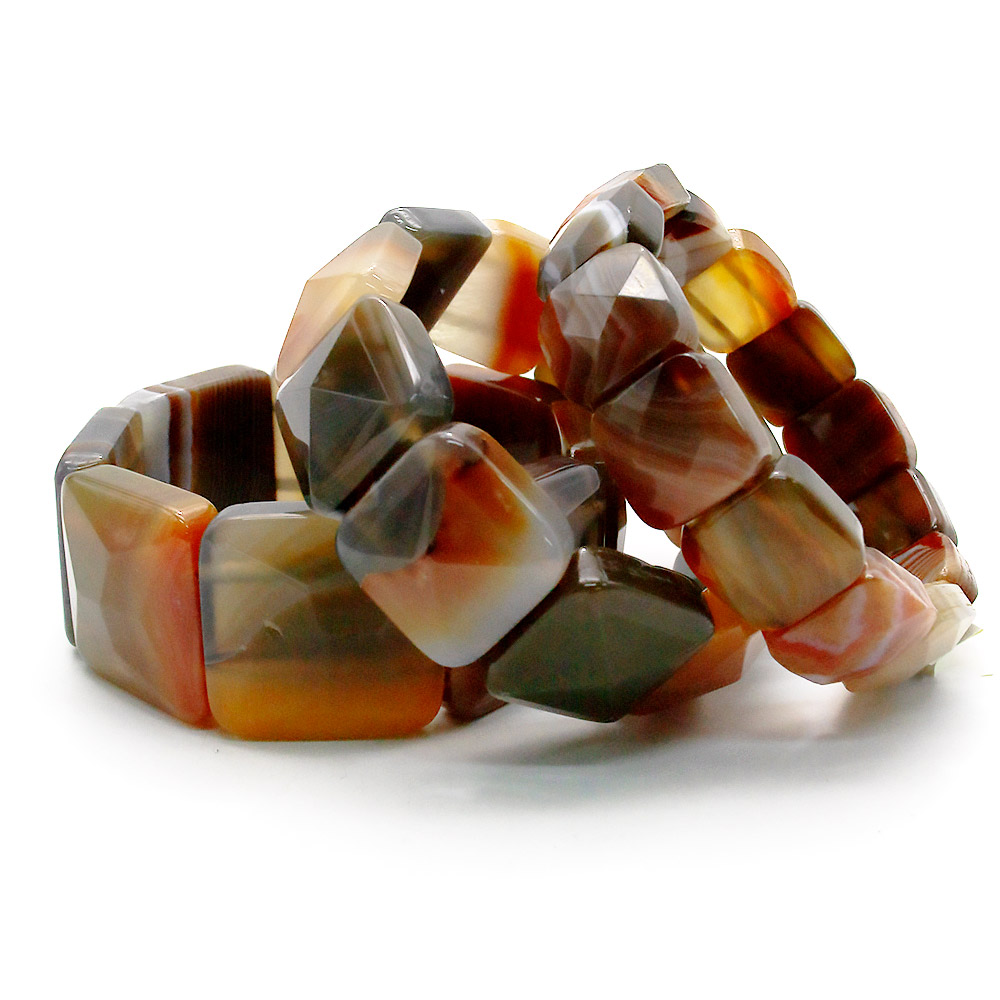 Браслет из агата ботсвана сегмент с гранями