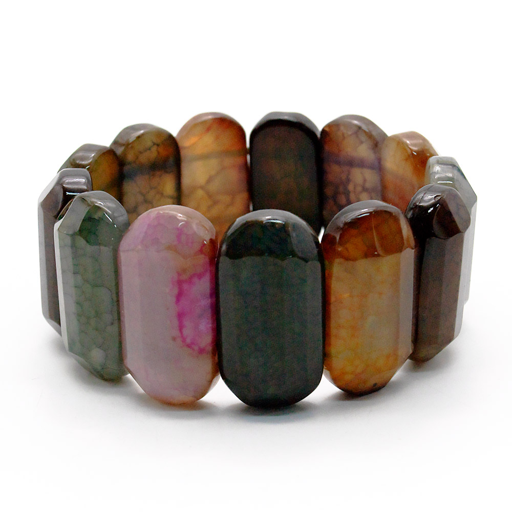 Фото товара браслет из агата кракле микс цветов сегмент овальный 30*16 мм