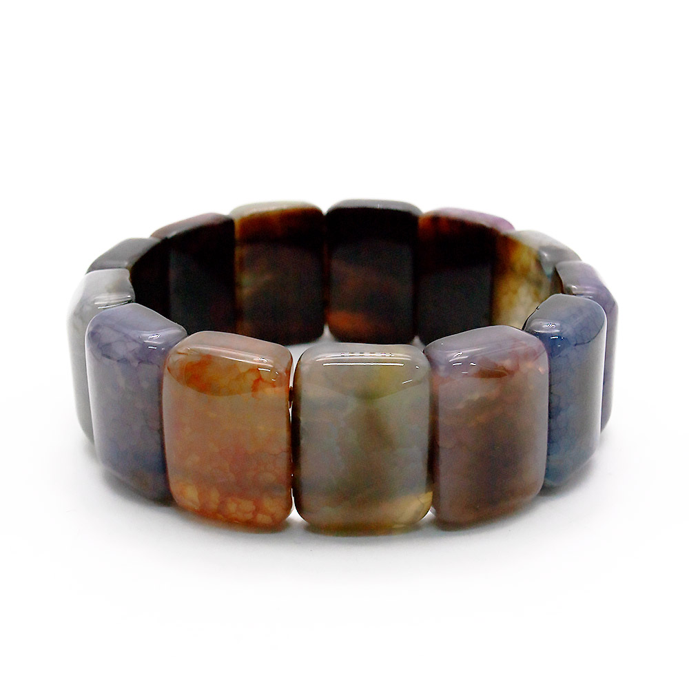 Браслет из агата кракле микс цветов прямоугольник 22*16 мм