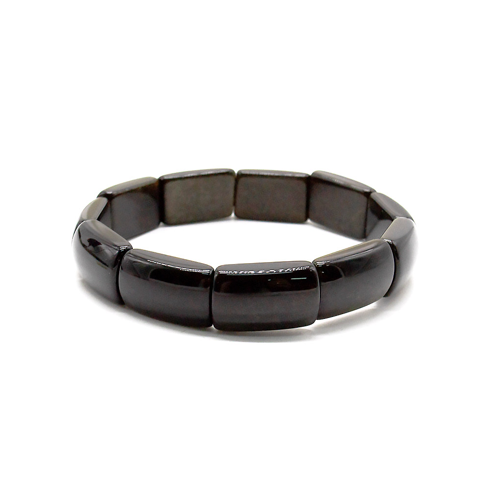 Браслет из обсидиана серебристого сегмент 19*12 мм