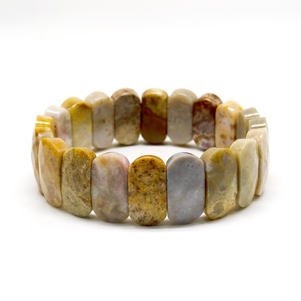 Фото товара браслет из яшмы желтой сегмент овальный 20*10 мм грань