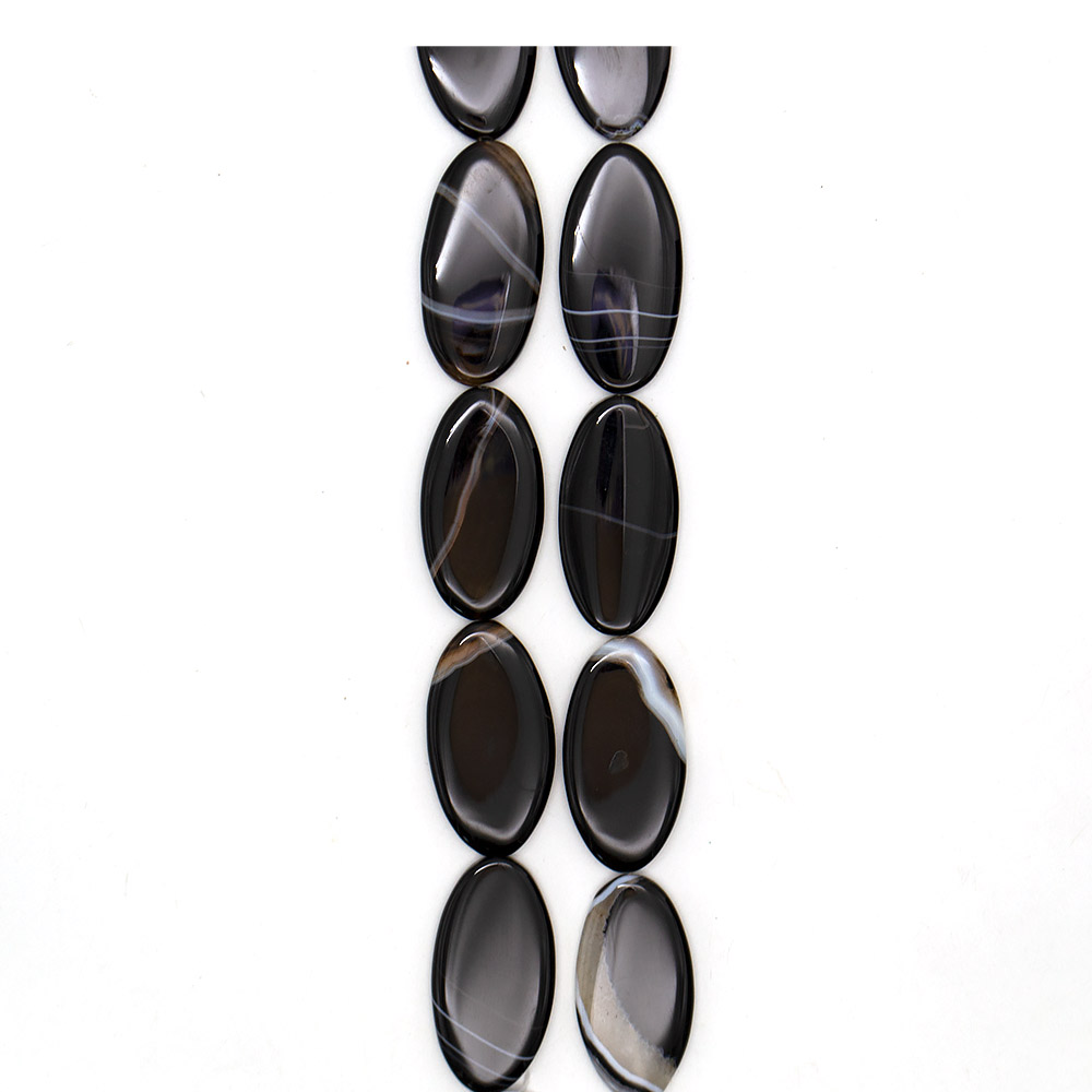 Фото товара агат таблетка цвет черный овал 50*25 мм