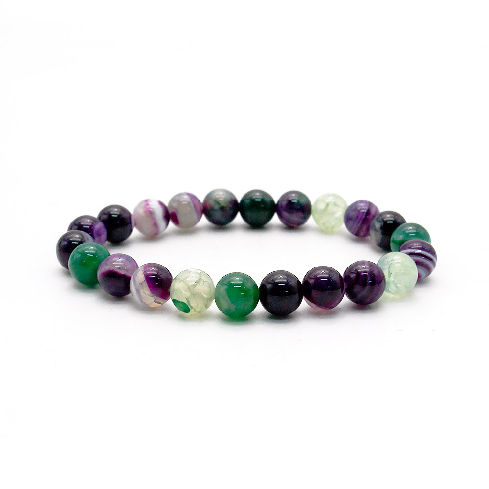Фото товара браслет из агата кракле фиолетово-зелёный 8 мм в.с.