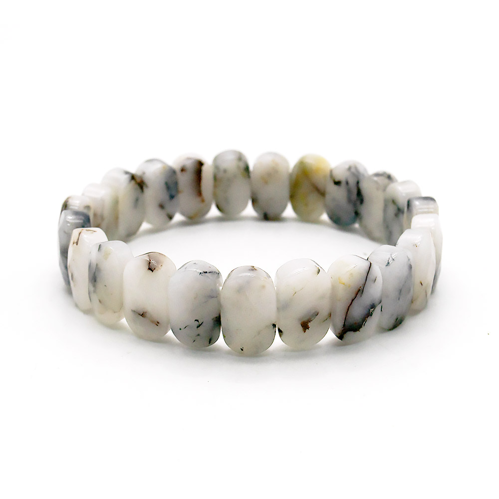 Браслет из агата мохового серого 15*9 мм грань