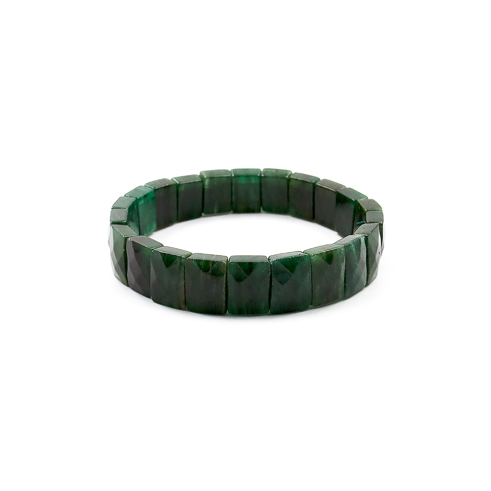 Браслет из авантюрина индийского зеленого сегмент прямоугольный 12*9 мм грань