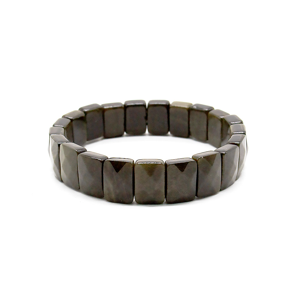 Браслет из обсидиана золотистого сегмент  14*10 мм грань