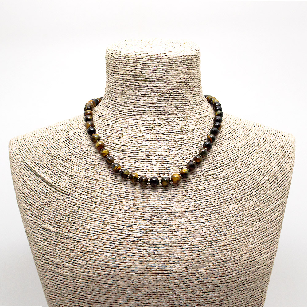 Фото товара бусы из соколиного и тигрового глаза 8 мм