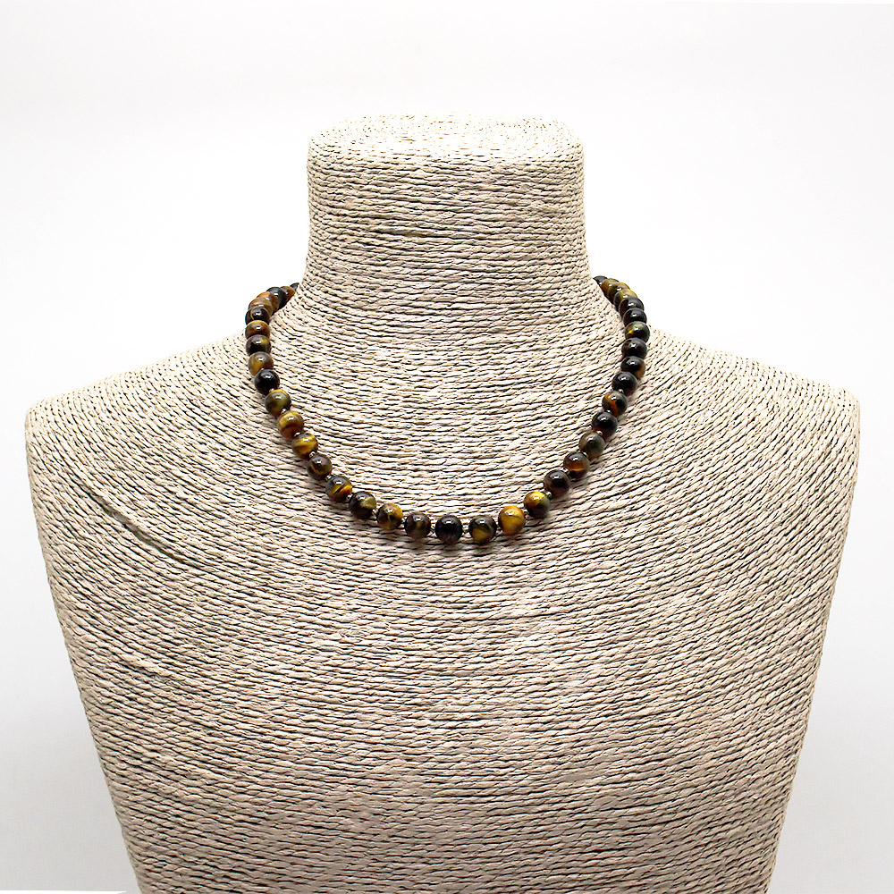 Фото товара бусы из соколиного и тигрового глаза 8 мм