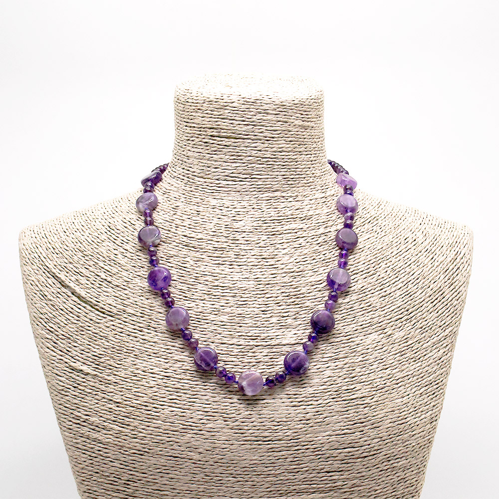 Фото товара бусы из аметиста таблетка круглая 14 мм