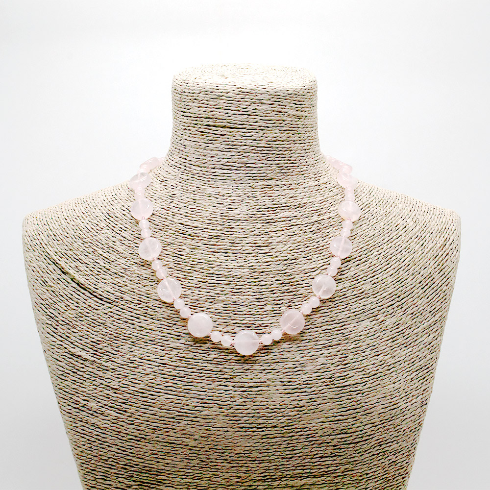 Фото товара бусы из розового кварца таблетка круглая 14 мм