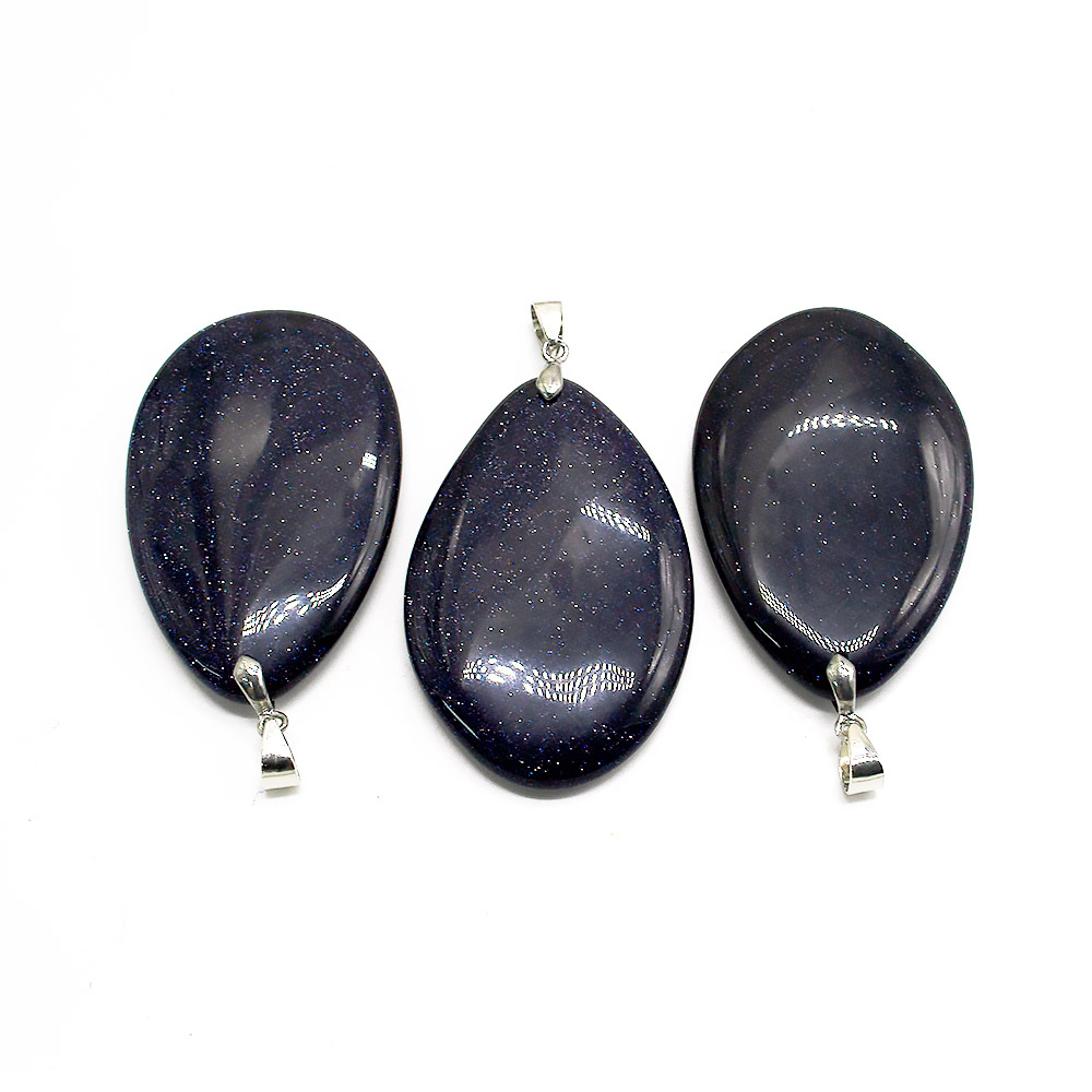 Кулон из авантюрина синтетического синего овал 55*35 мм