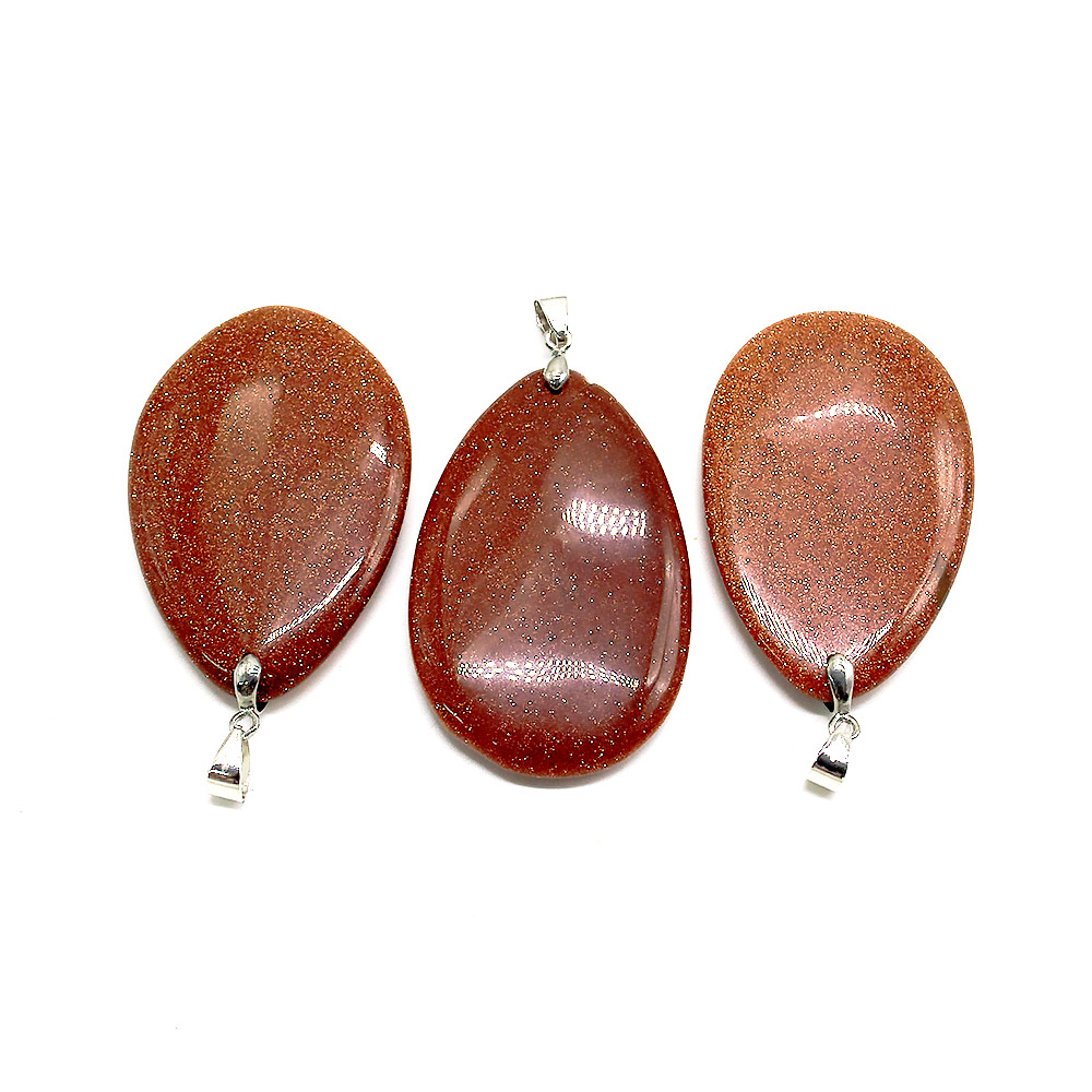 Кулон из авантюрина синтетического коричневого овал 55*35 мм