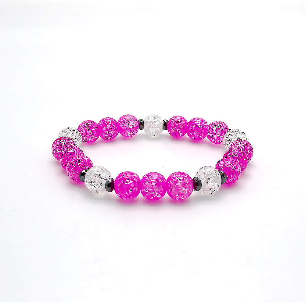 Фото товара браслет из сахарного кварца микс фуксия с белым 8 мм