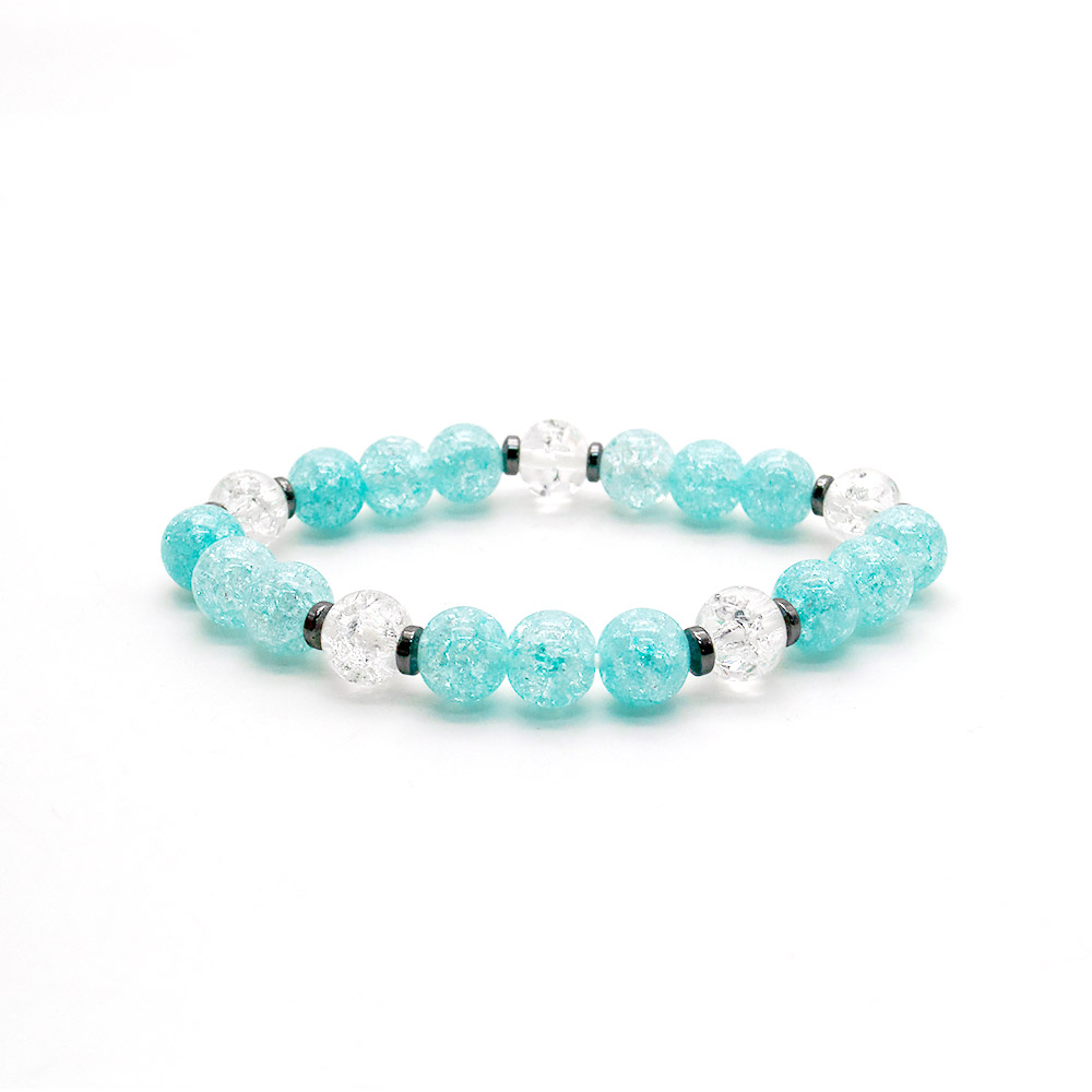 Фото товара браслет из сахарного кварца микс бирюзовый с белым 8 мм