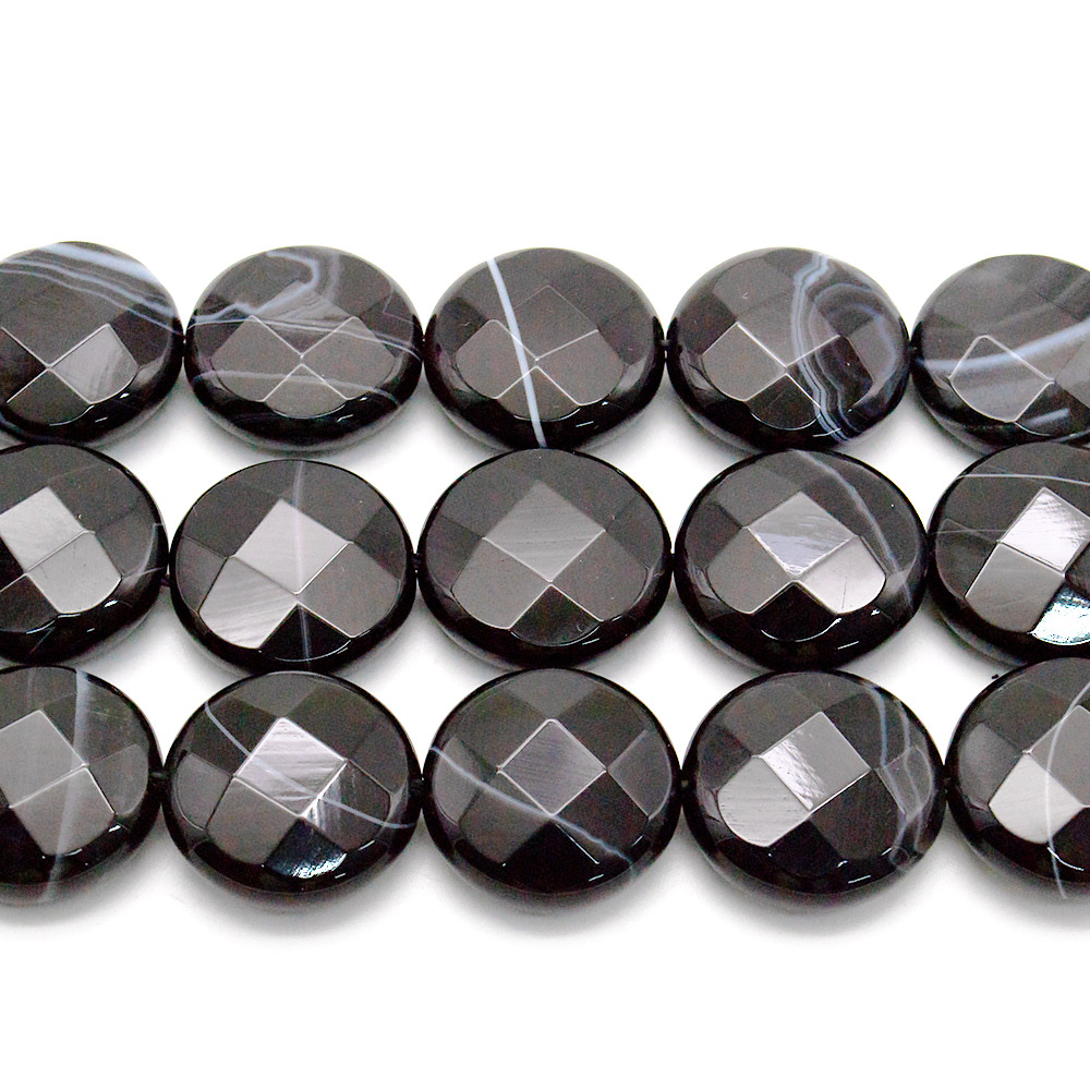 Фото товара агат таблетка цвет черный 20 мм грань