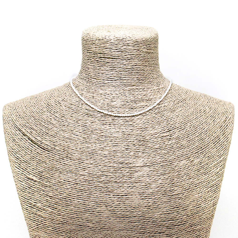 Фото товара бусы-чокер из циркона матового белого 2мм грань