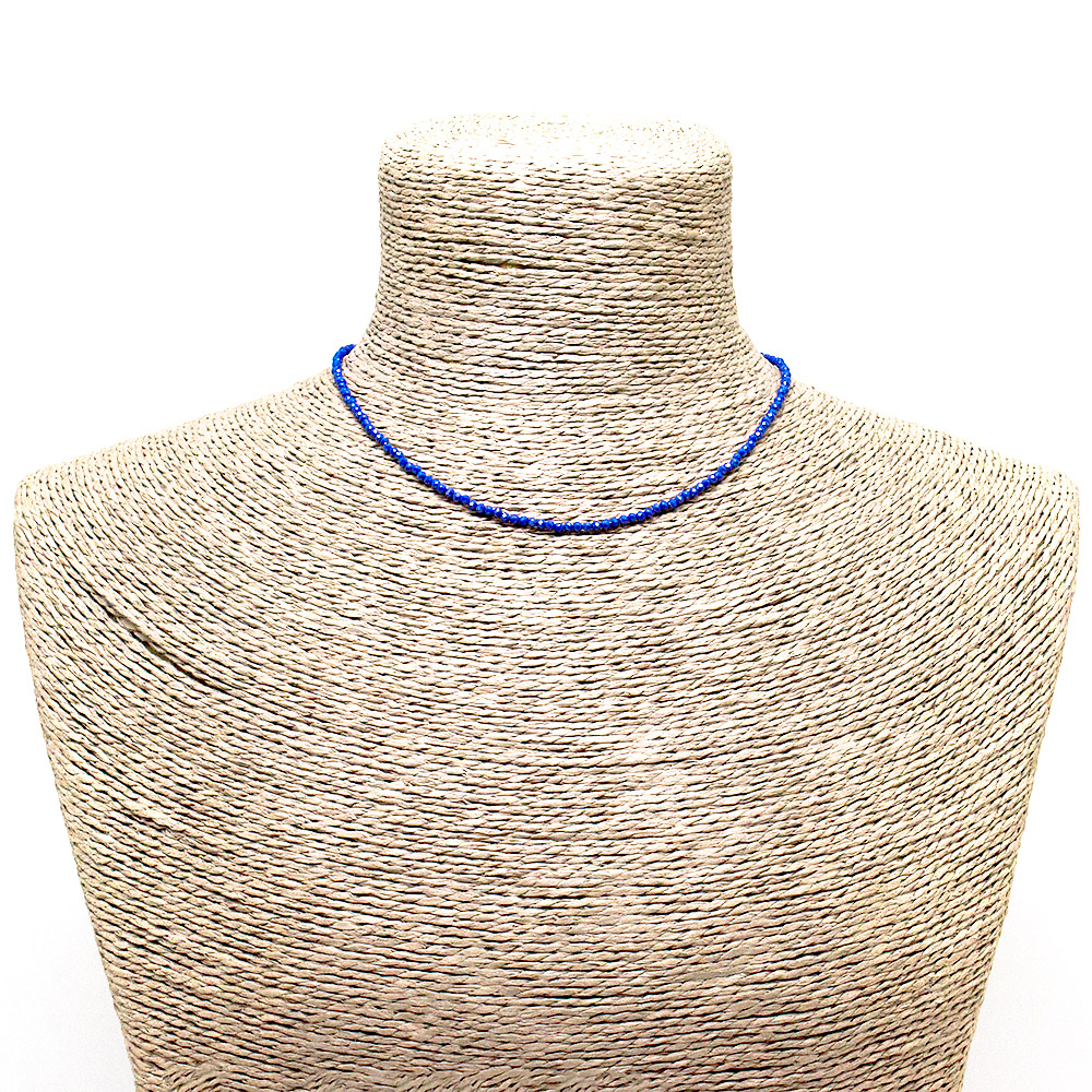 Фото товара бусы-чокер из циркона матового синего 2мм грань