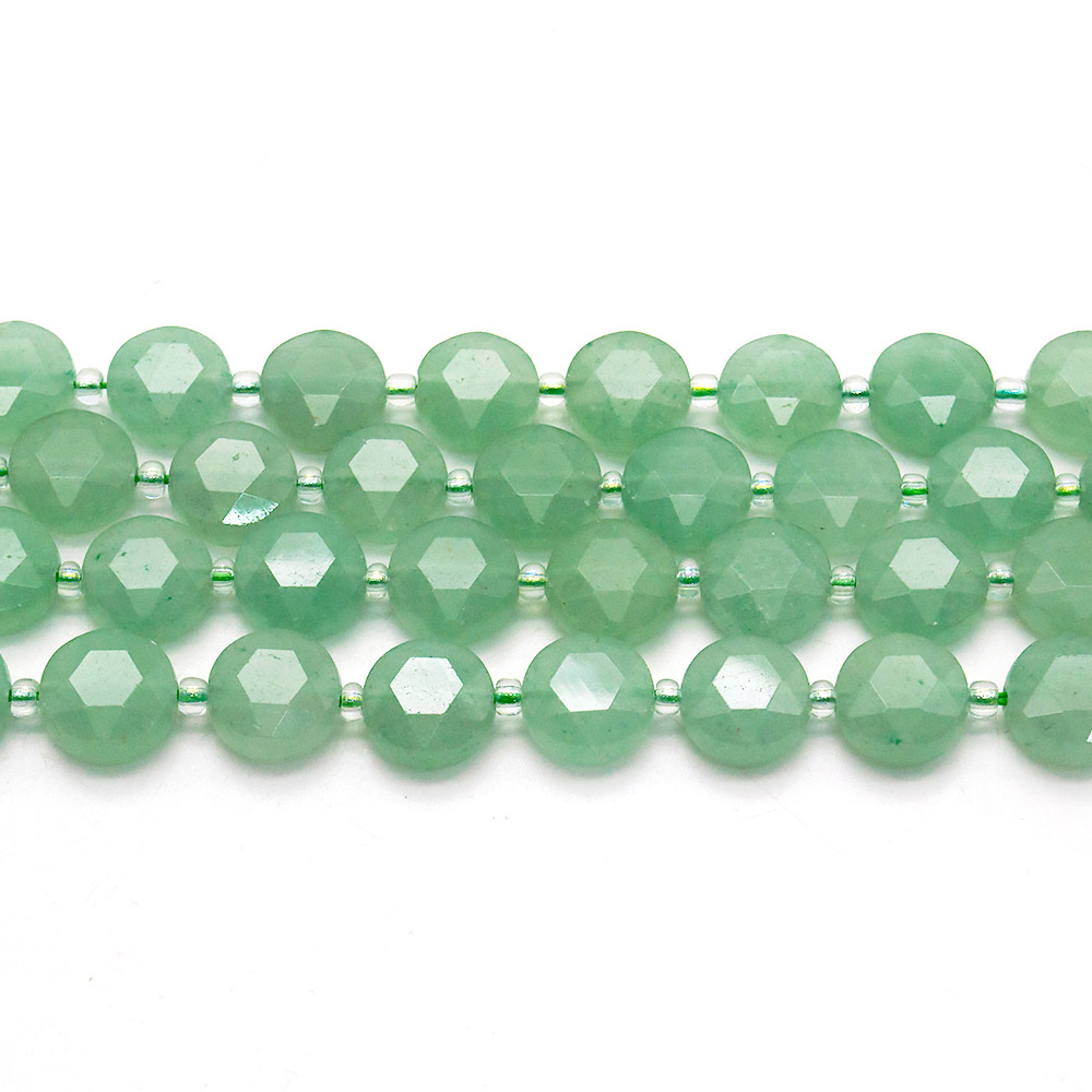 Фото товара авантюрин зеленый натура таблетка граненая 10 мм