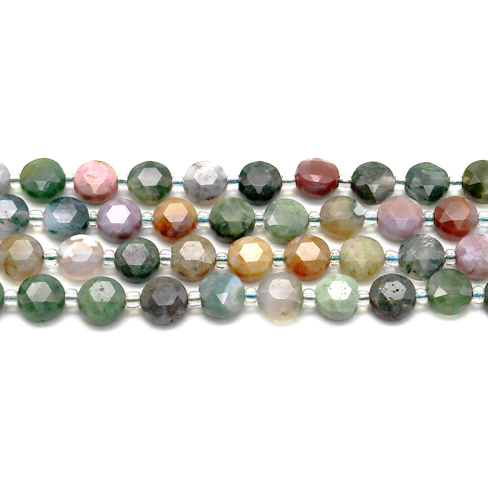 Фото товара микс яшма,агат,халцедон таблетка круглая граненая 8 мм