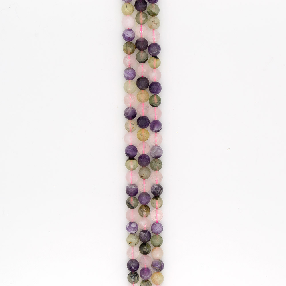 Фото товара пренит, розовый кварц, аметист 10 мм