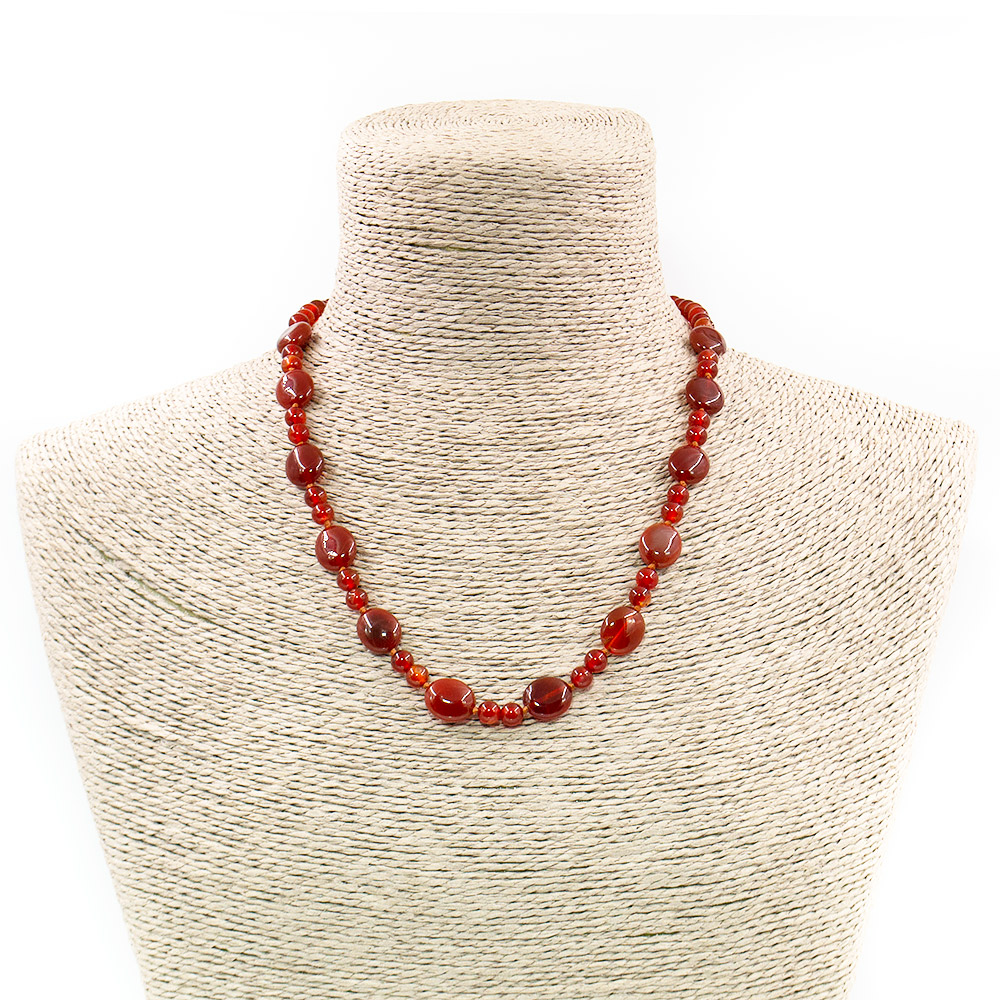 Фото товара бусы из сердолика рыжего таблетка овальная 14*12 мм