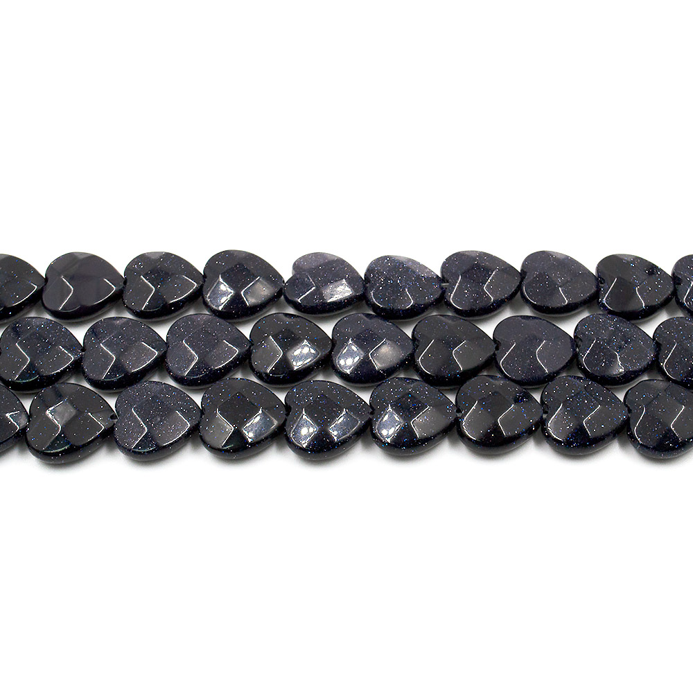 Фото товара авантюрин синтетический синий  сердце граненое 15*15 мм