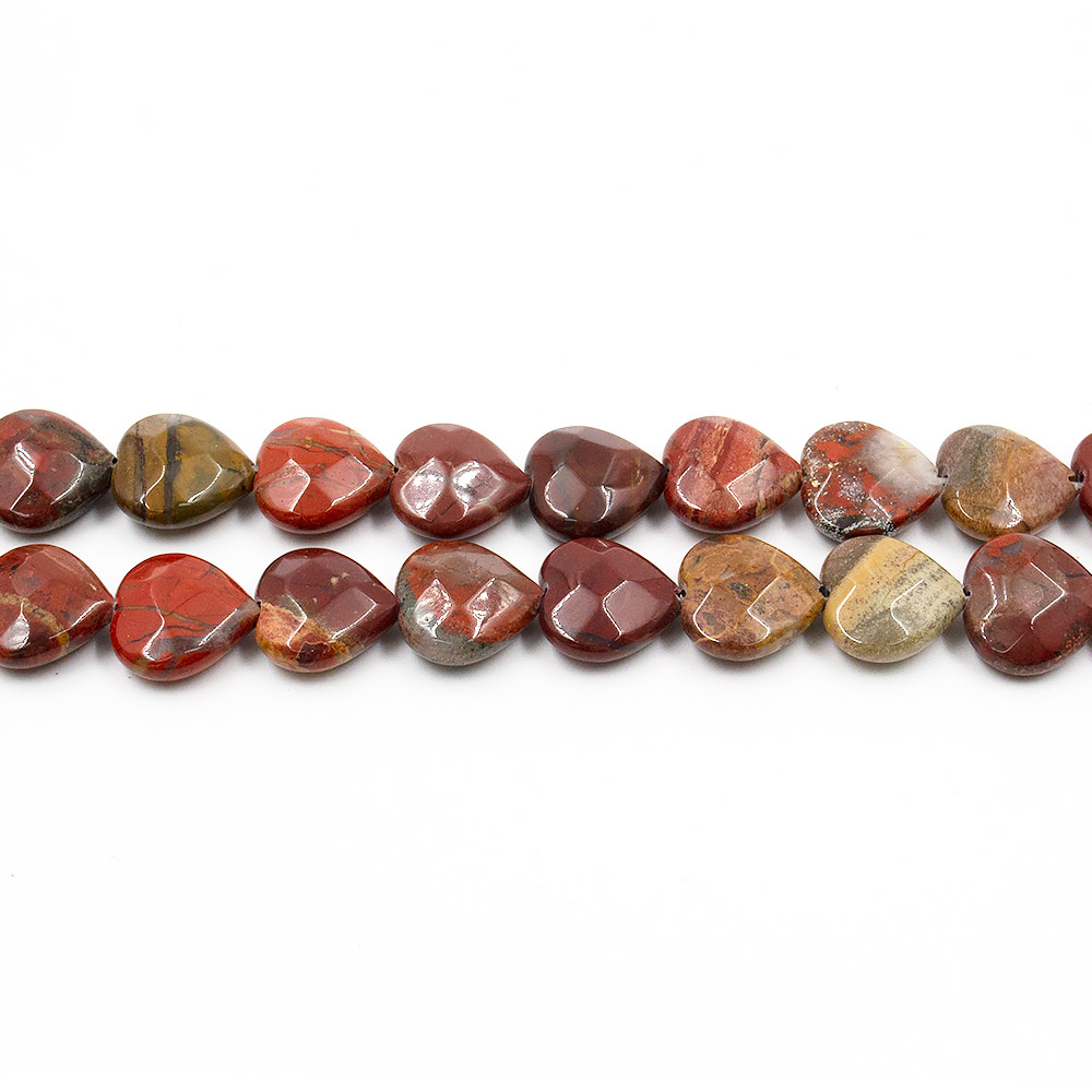 Фото товара яшма красно-желтая сердце граненое 15*15 мм