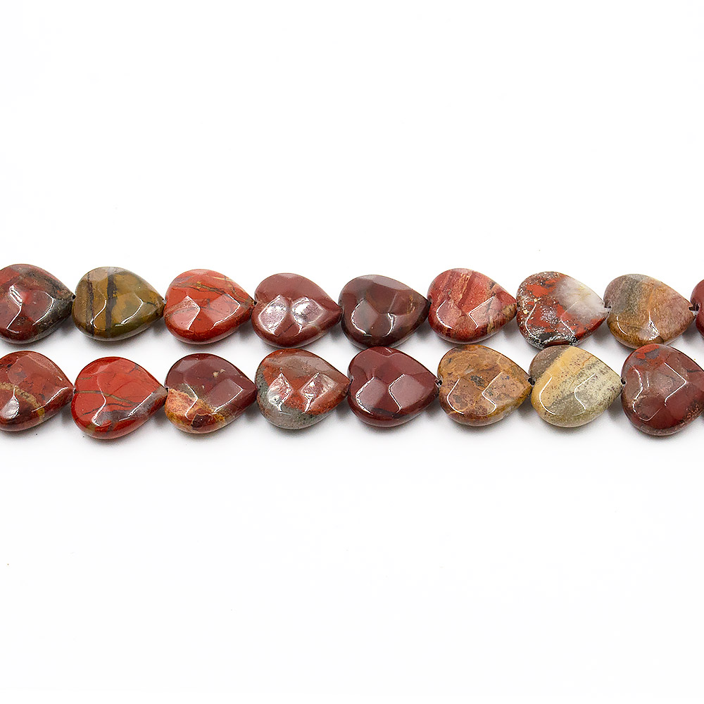 Яшма красно-желтая сердце граненое 15*15 мм