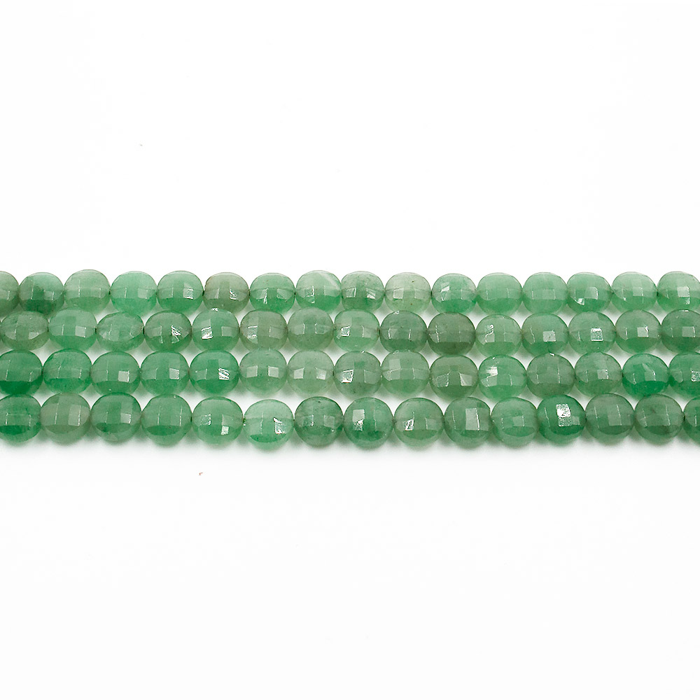 Фото товара авантюрин зеленый натура таблетка граненая обьемная 8,5 мм