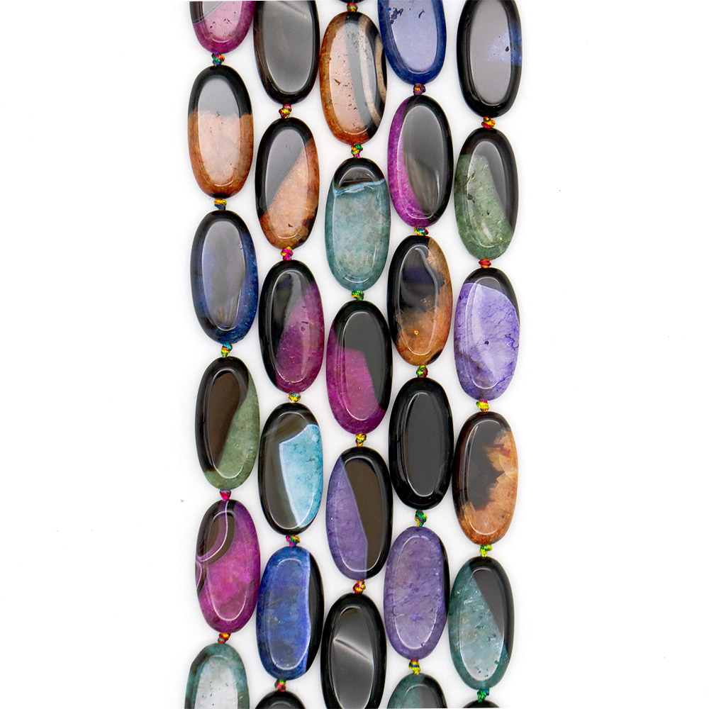 Фото товара агат черный с кварцем цветным таблетка 40*20 мм