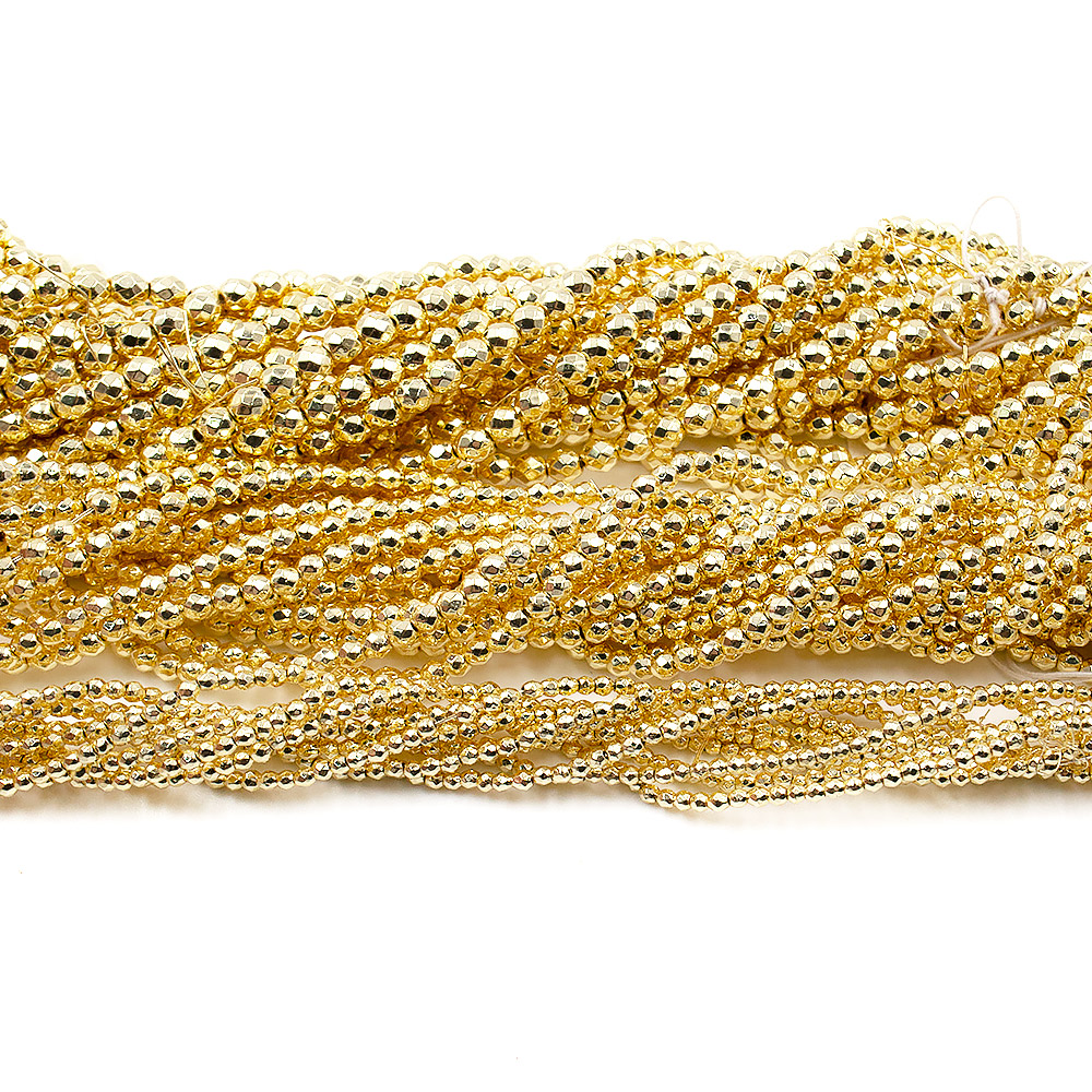 Гематит с покрытием яркое золото 2 шар грань