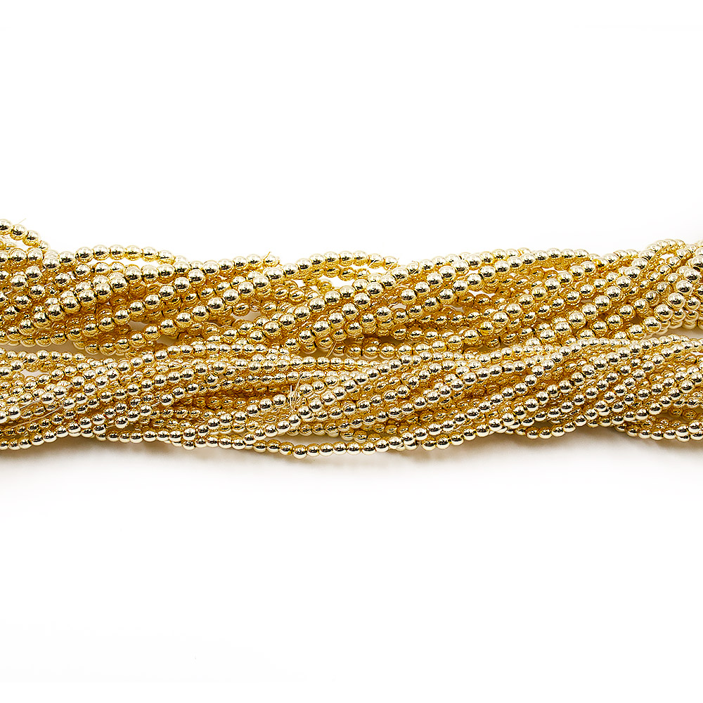 Гематит с покрытием яркое золото шар гладкий