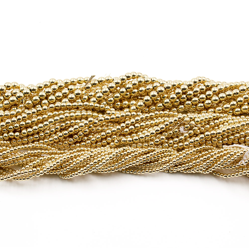 Фото товара гематит с покрытием светлое золото шар гладкий