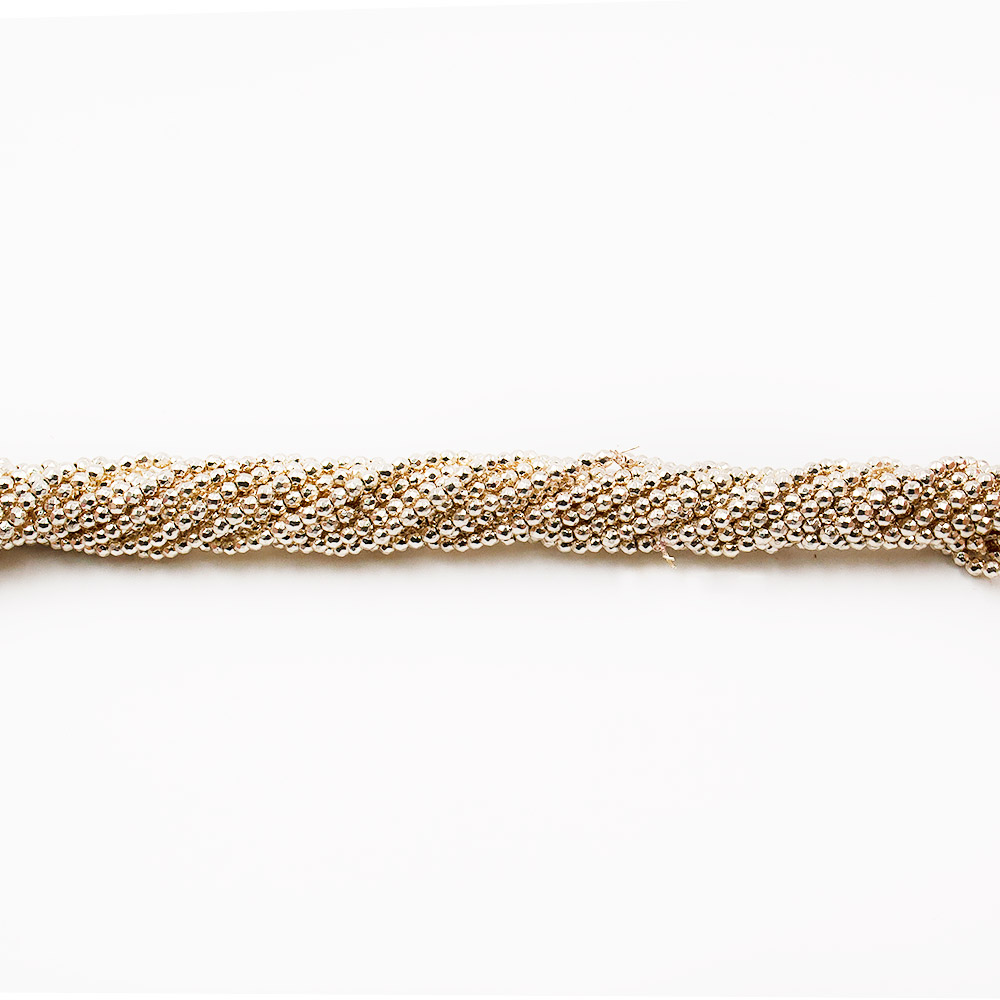 Фото товара гематит с покрытием бежевое золото шар грань 2 мм