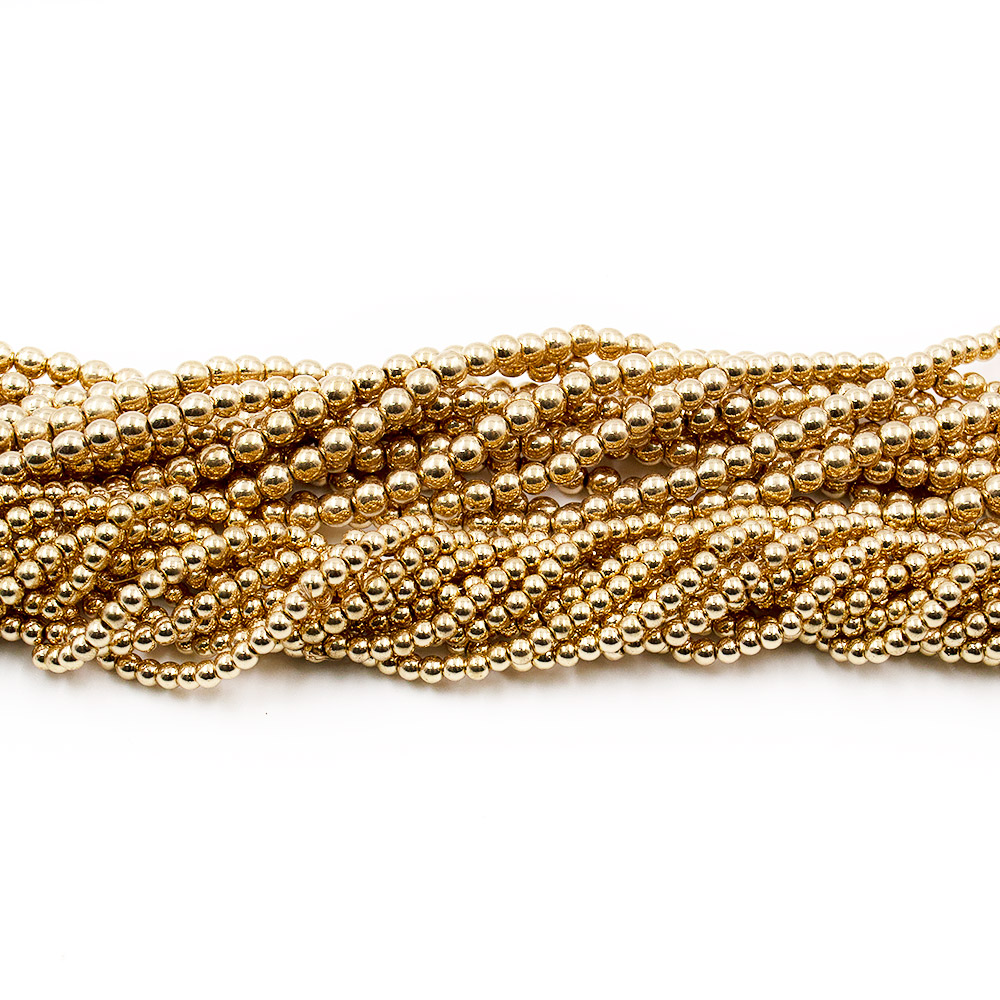 Фото товара гематит с покрытием красное золото шар гладкий