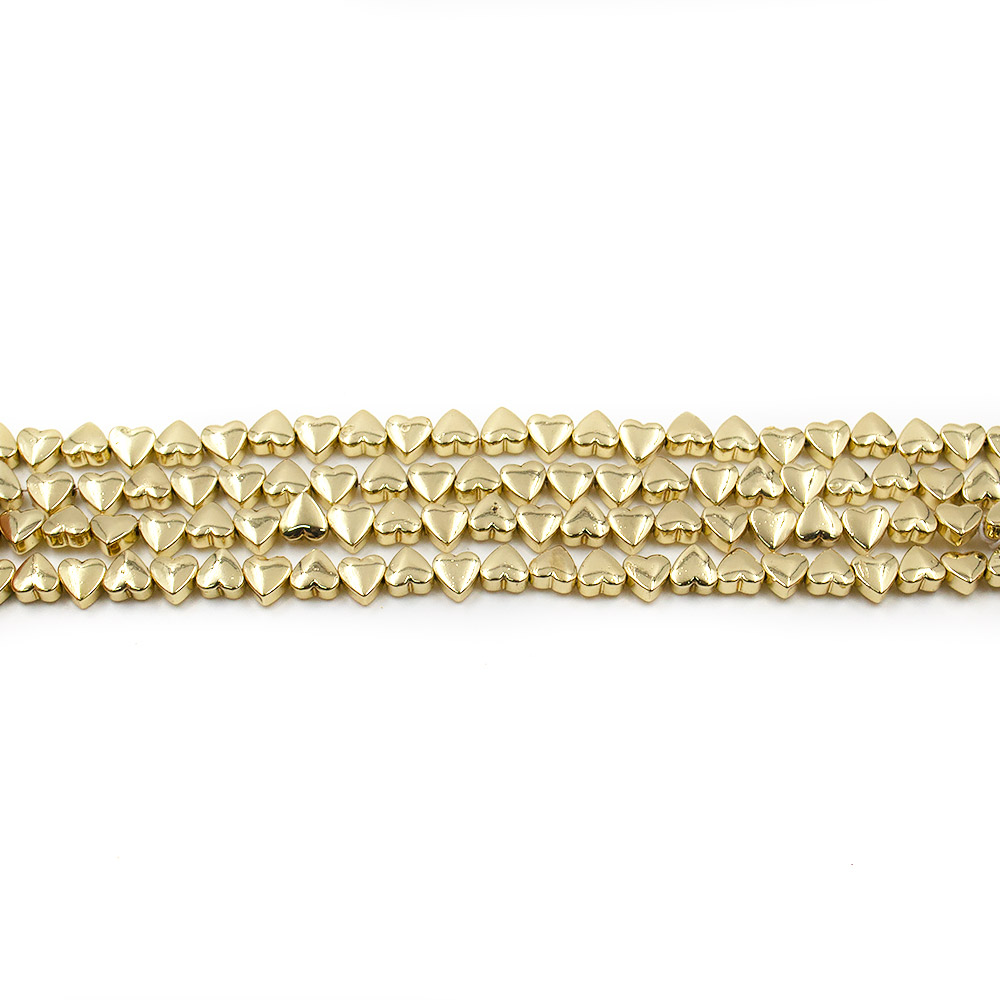 Фото товара гематит с покрытием яркое золото сердце обьемное поперечное 6 мм