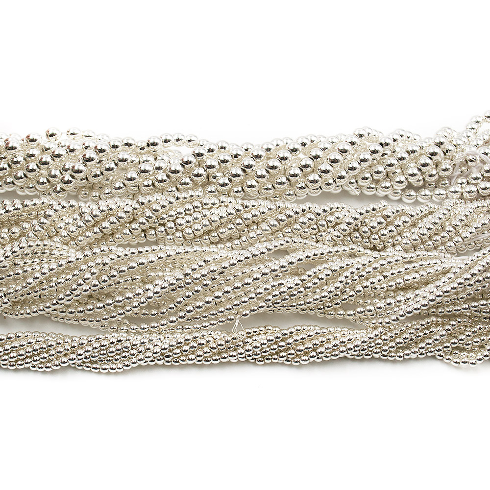 Фото товара гематит с покрытием белое серебро шар гладкий