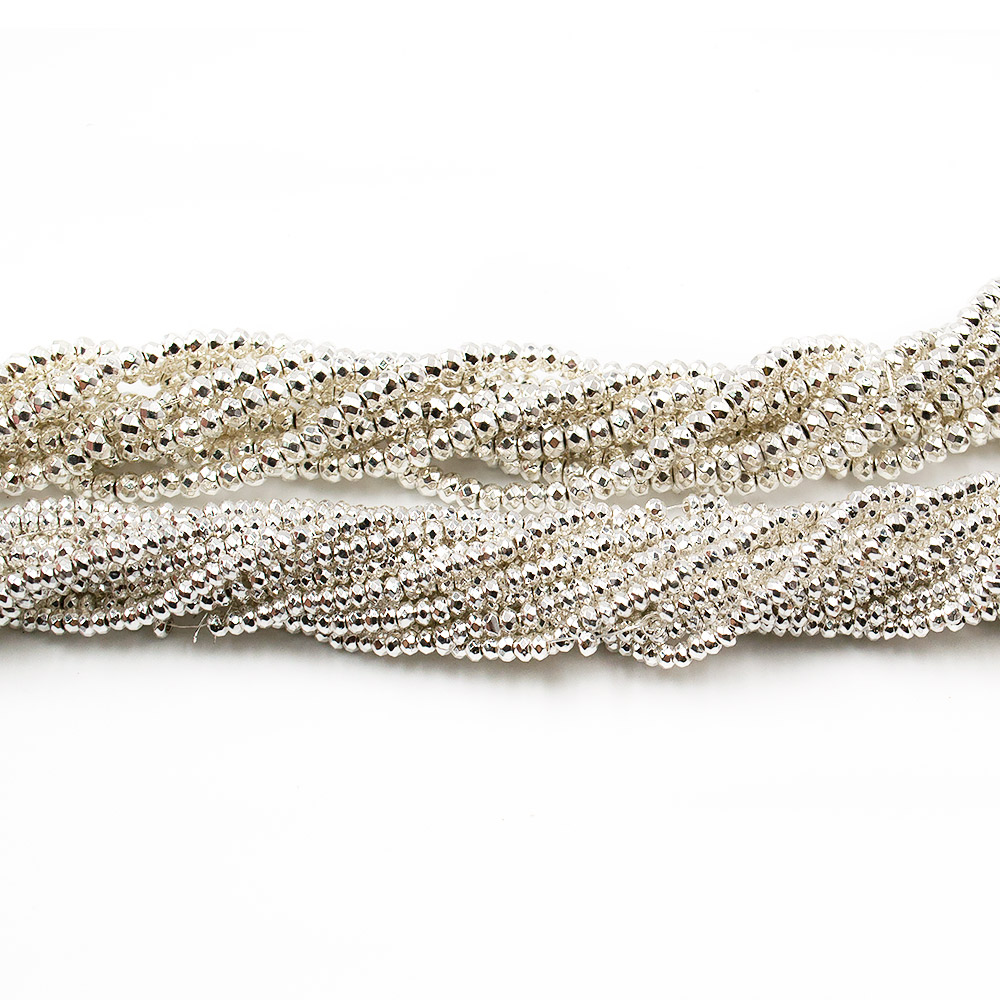 Фото товара гематит с покрытием белое серебро рондель грань